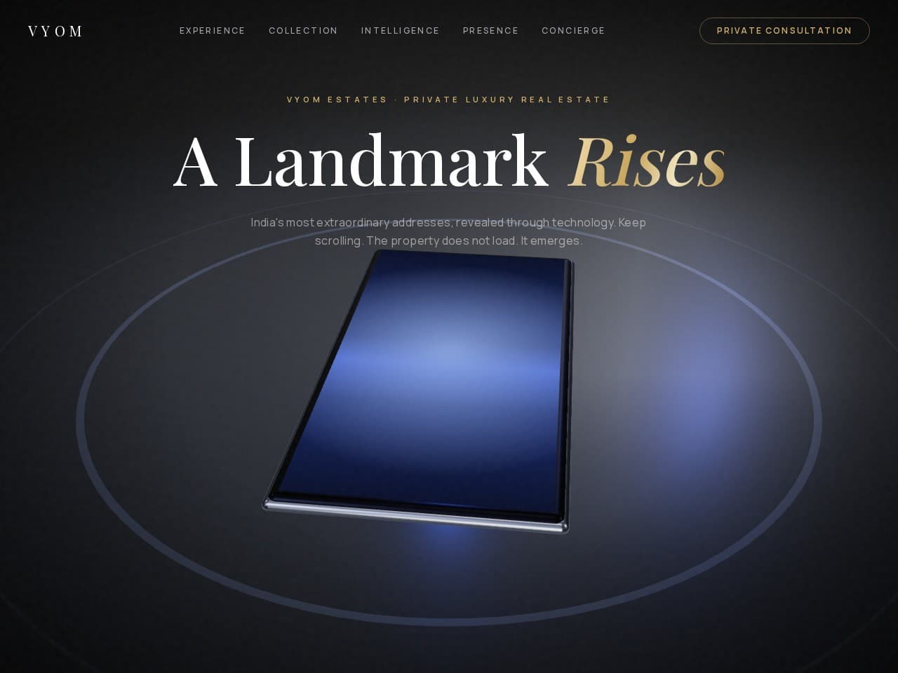Vyom Estates website designed and built by AEGIBIT